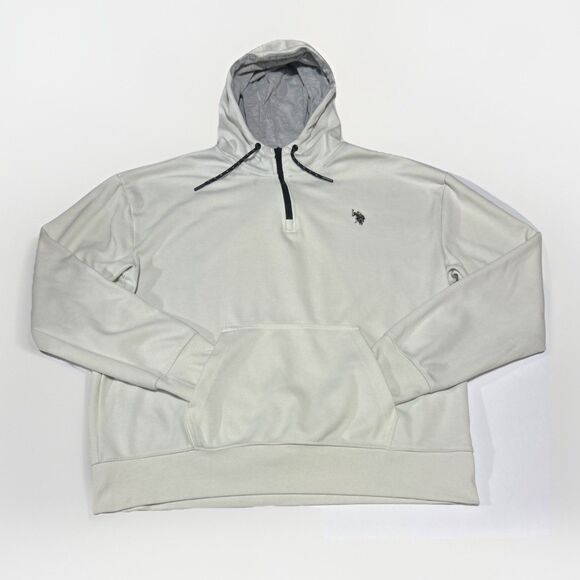 U.S. Polo Assn. Other - US Polo Assn Men's Large Off-White 1/4 Zip Hoodie Pullover Sweatshirt Pony